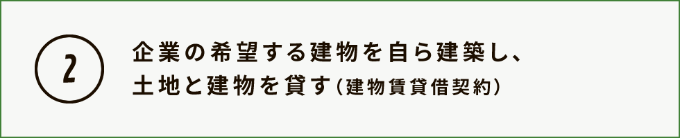 企業の希望する建物を自ら建築し、土地と建物を貸す（建物賃貸借契約）
